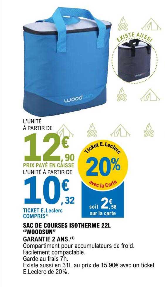 sac de courses isotherme 22l "woodsun"