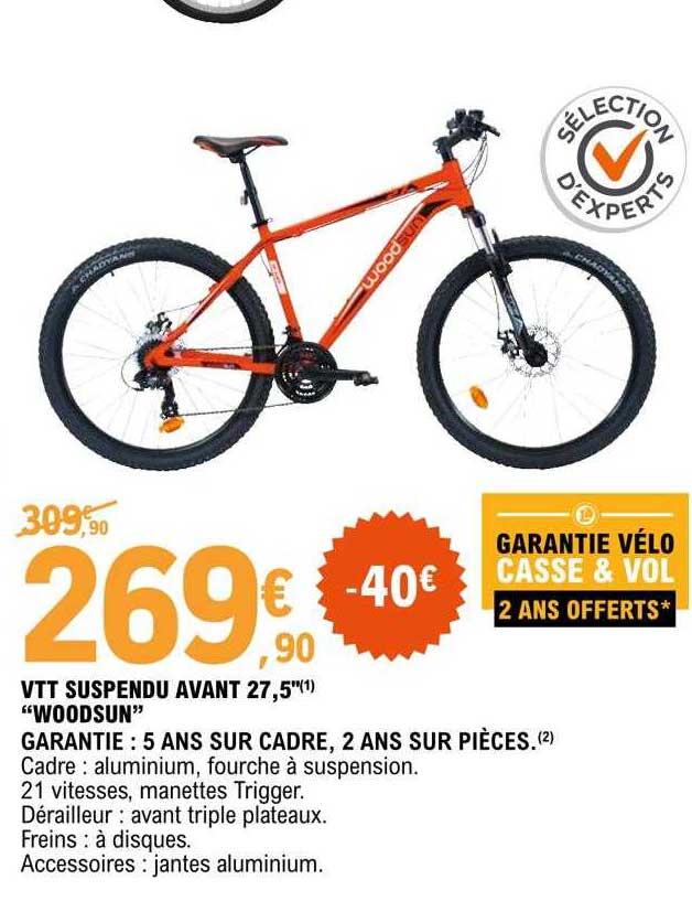 vtt suspendu avant 27,5" "woodsun"