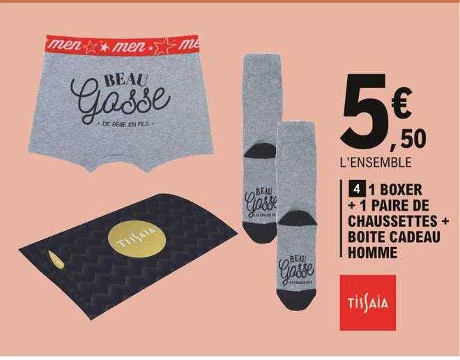 1 Boxer + 1 Paires De Chaussettes + Boîte Cadeau Homme Tissaia