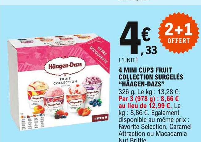 4 mini cups fruit collection surgelés "häagen-dazs"