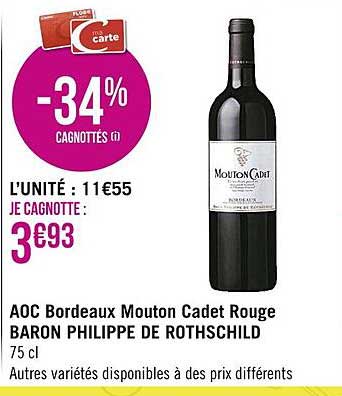 aoc bordeaux mouton cadet rouge baron philippe de rothschild