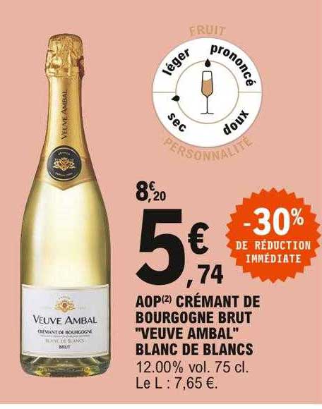 aop crémant de bourgogne brut "veuve ambal" blanc de blancs
