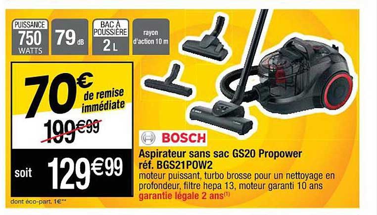 Aspirateur Sans Sac Gs20 Propower Bosch