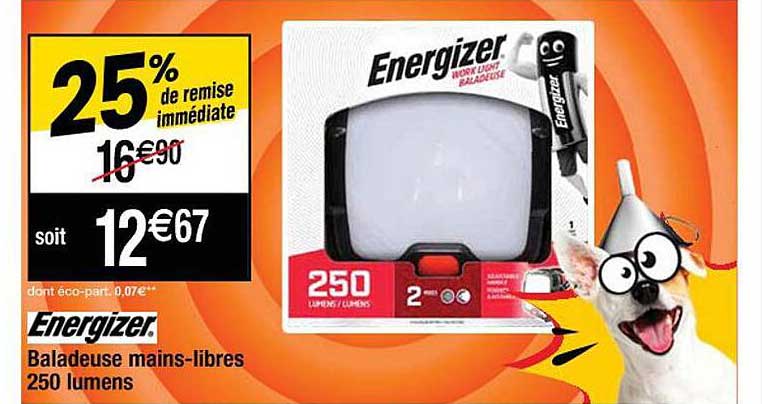 baladeuse mains-libres 250 lumens energizer