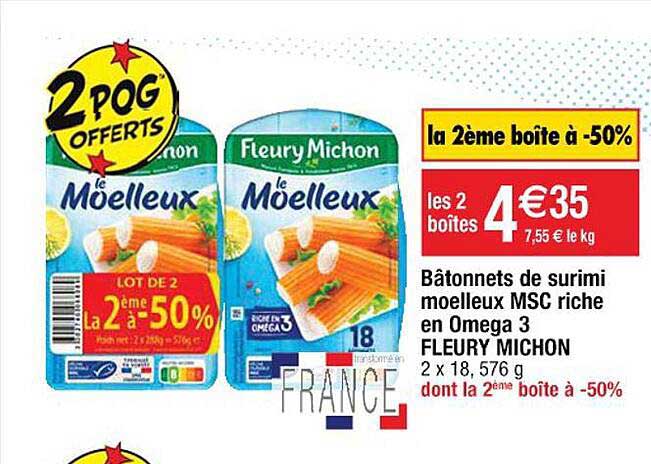 Bâtonnets De Surimi Moelleux Msc Riche En Oméga 3 Fleury Michon