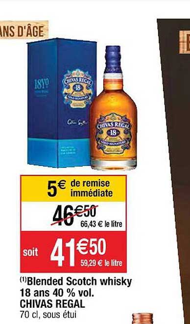 blended scotch whisky 18 ans 40% vol. chivas regal