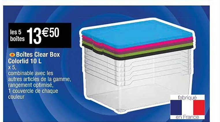 Boîtes Clear Box Colorlid 10 L