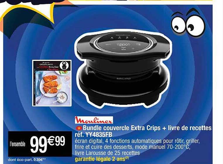 bundle couvercle extra crips + livre de recettes moulinex