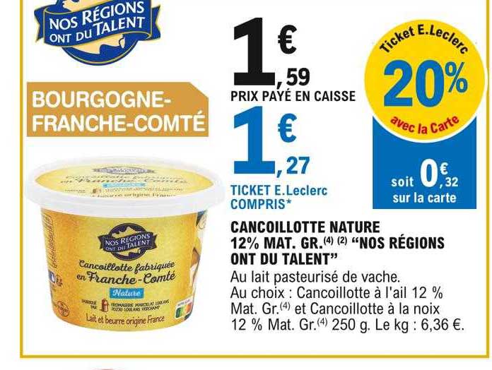 cancoillotte nature 12% mat.gr. "nos régions ont du talent"