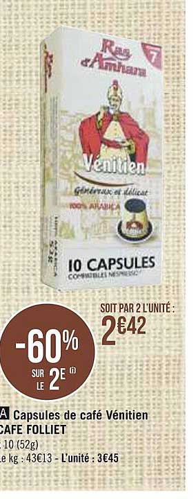 capsules de café vénitien café folliet