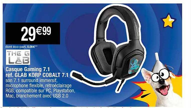 casque gaming 7.1 glab korp cobalt 7.1