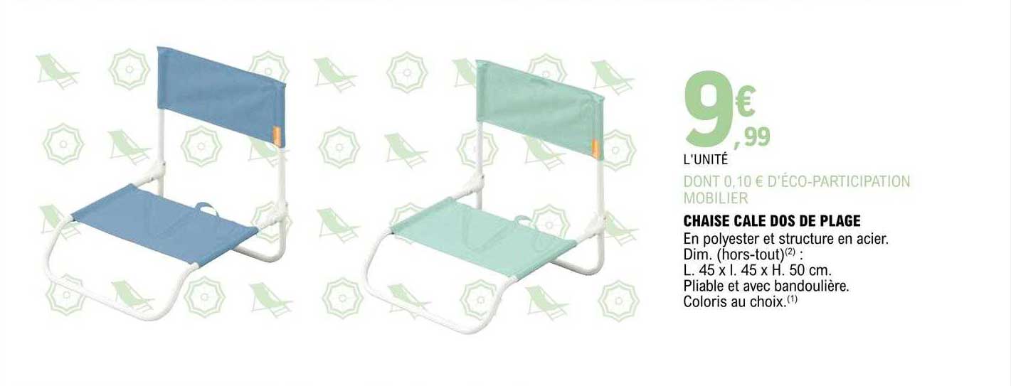 chaise cale dos de plage