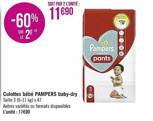 culottes bébé pampers baby-dry
