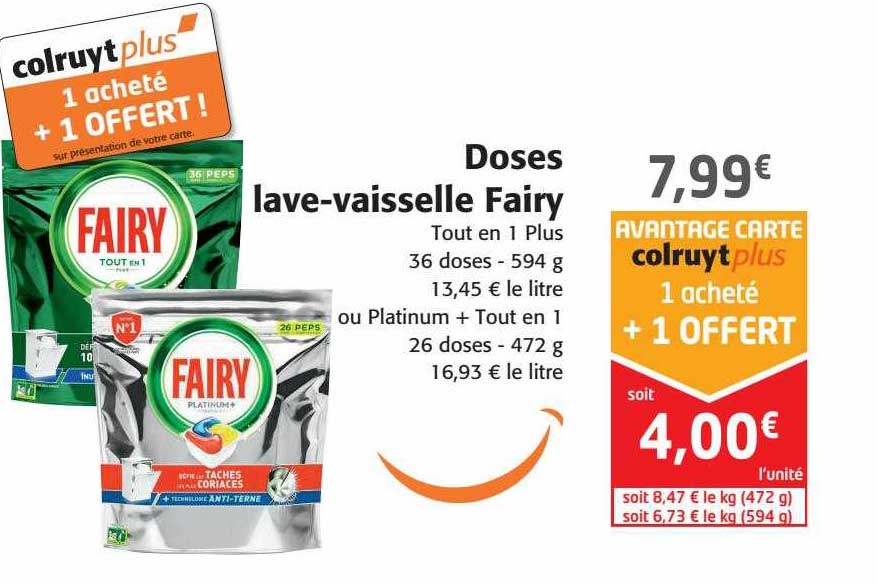 doses lave-vaisselle fairy