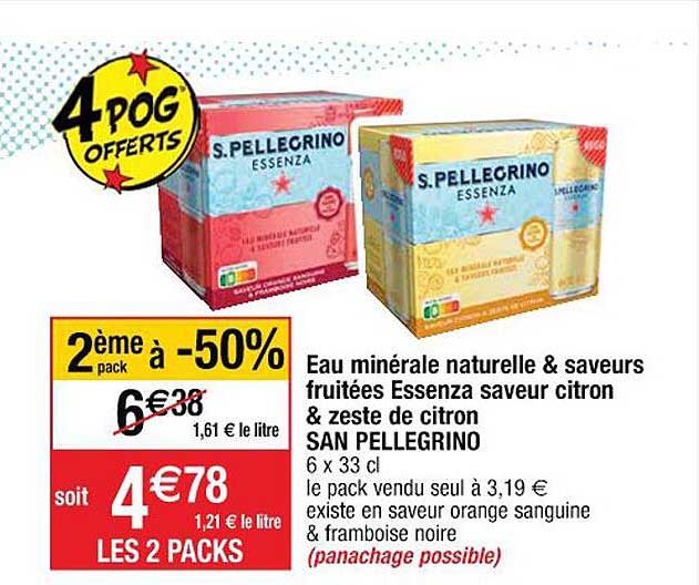 eau minérale naturelle & saveurs fruitées essenza saveur citron & zeste de citron san pellegrino