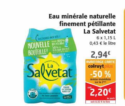 eau minérale naturelle finement pétillante la salvetat