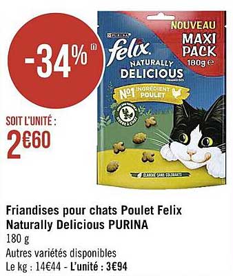 friandises pour chats poulet felix naturally delicious purina