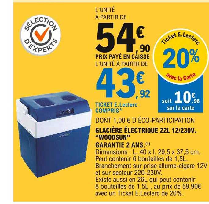 glacière électrique 22l 12-230 v. "woodsun"