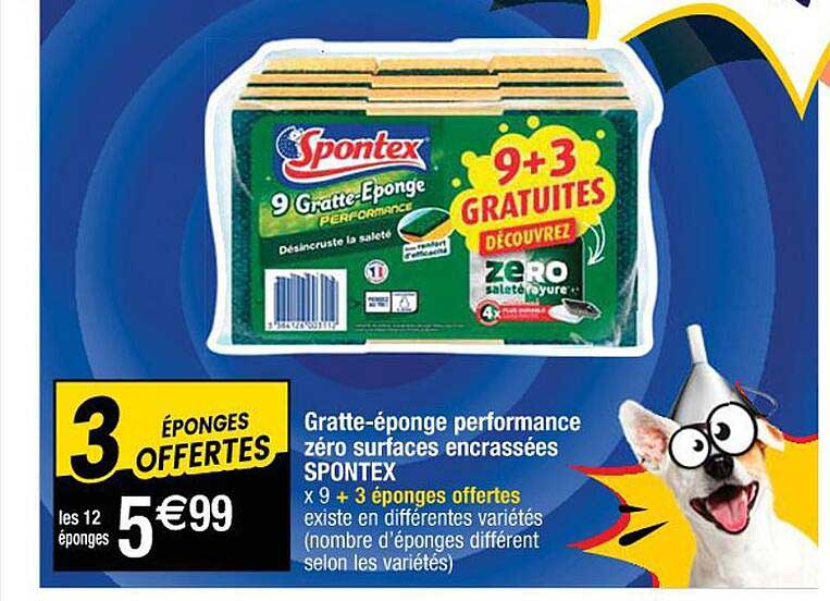gratte-éponge performance zéro surfaces encrassées spontex