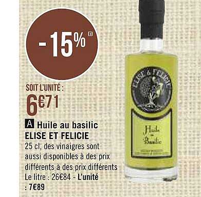 huile au basilic elise et félicie