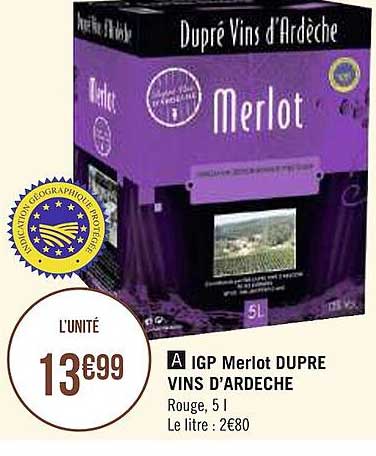 igp merlot dupré vins d'ardèche