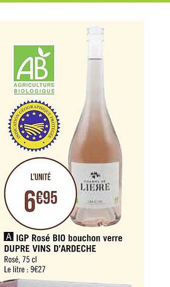 igp rosé bio bouchon verre dupré vins d'ardèche