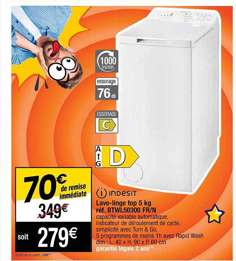 lave-linge top 5 kg indesit