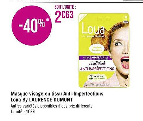 masque visage en tissu anti-imperfections loua by laurence dumont