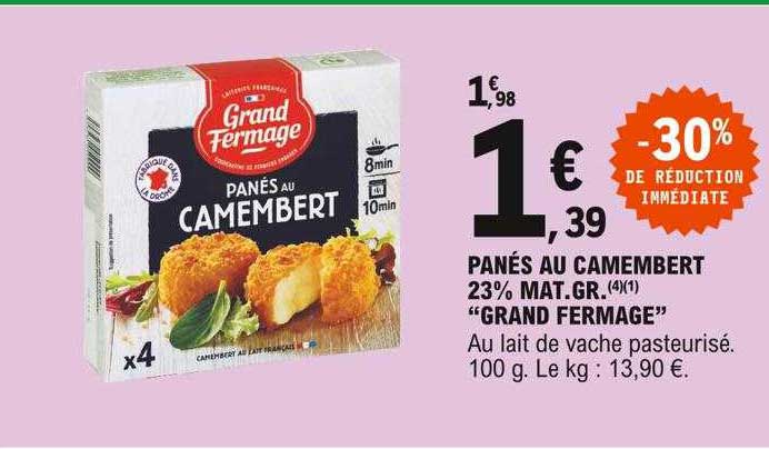 panés au camembert 23% mat.gr. "grand fermage"