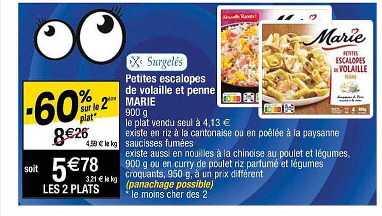 petites escalopes de volaille et penne marie