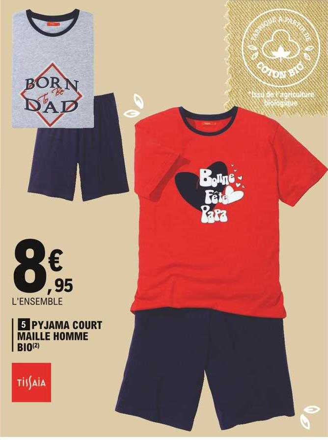 pyjama court maille homme bio tissaia