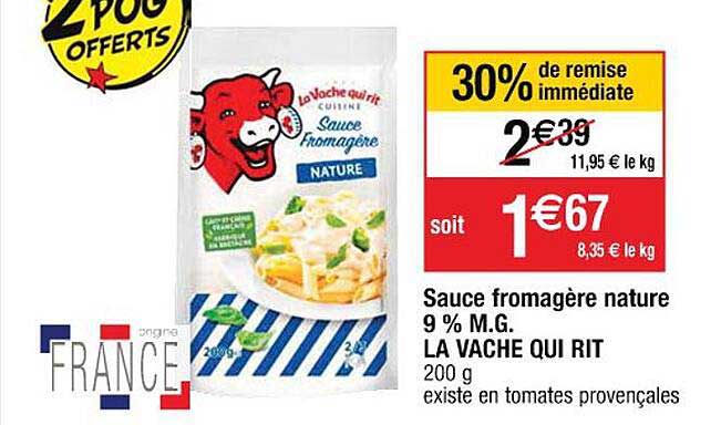 sauce fromagère nature 9% m.g. la vache qui rit