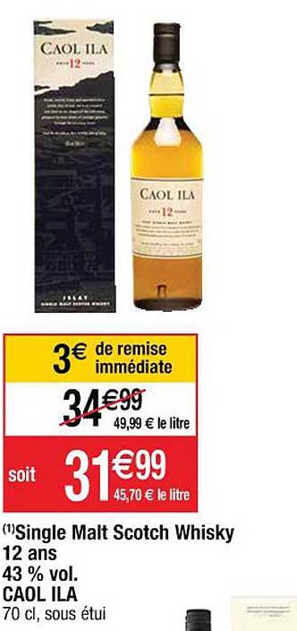 single malt scotch whisky 12 ans 43% vol. caol ila