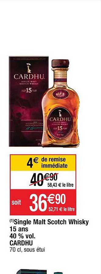 single malt scotch whisky 15 ans 40% vol. cardhu