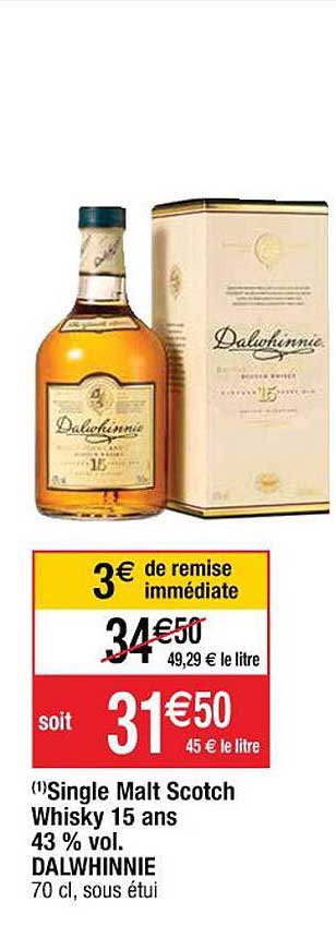 single malt scotch whisky 15 ans 43% vol. dalwhinnie