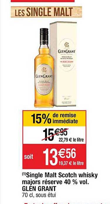 single malt scotch whisky majors réserve 40% vol. glen grant