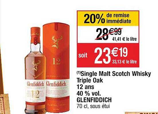 single malt scotch whisky triple oak 12 ans 40% vol. glefiddich