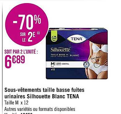 sous-vêtements taille basse fuites urinaires silhousette blanc tena