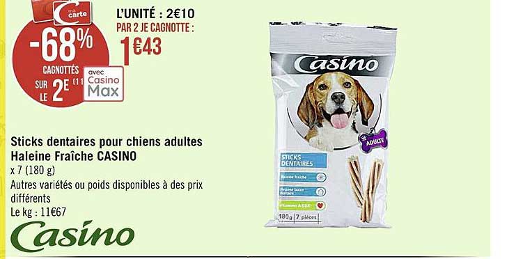 sticks dentaires pour chiens adultes haleine fraîche casino