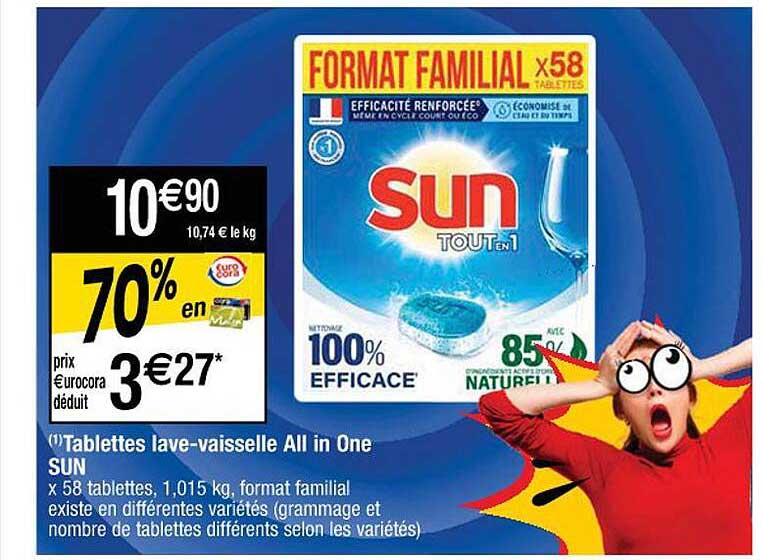 tablettes lave-vaisselle all in one sun