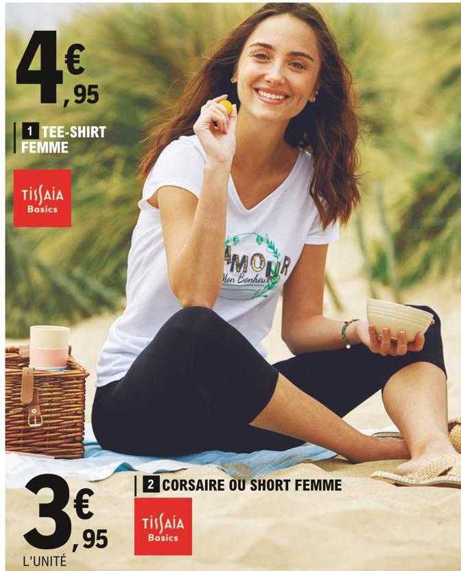 tee-shirt femme tissaia, corsaire ou short femme tissaia