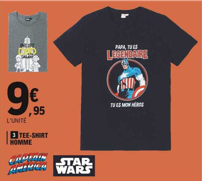 tee-shirt homme captain america, star wars