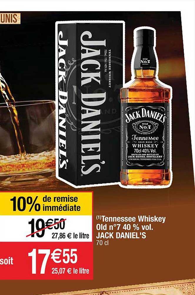 tennessee whiskey old n°7 40% vol. jack daniel's