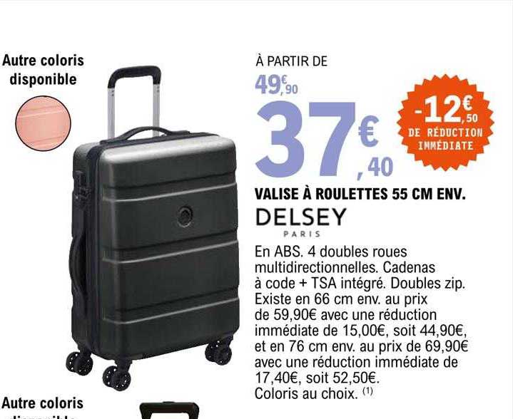 valise à roulettes 55 cm env. delsey