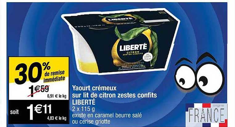 yaourt crémeux sur lit de citron zestes confits liberté