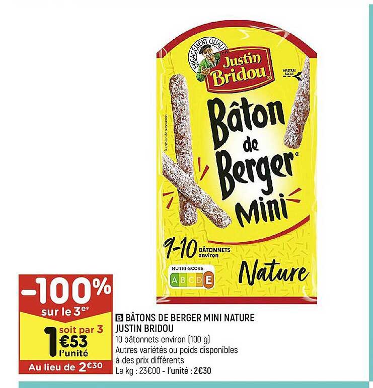 bâtons de berger mini nature justin bridou