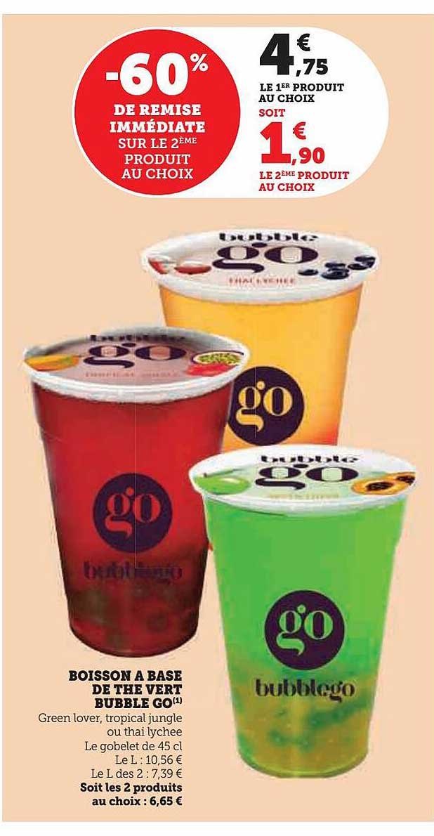 boisson à base de thé vert bubble go