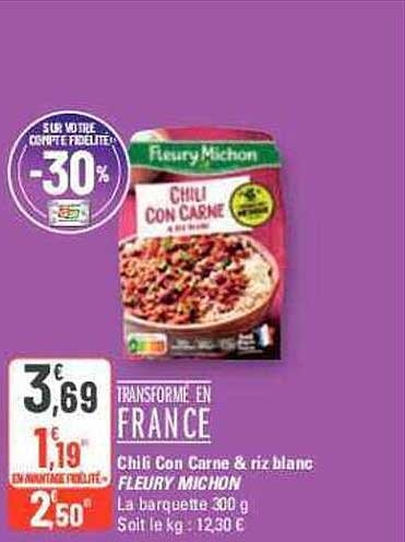 chili con carne & riz blanc fleury michon