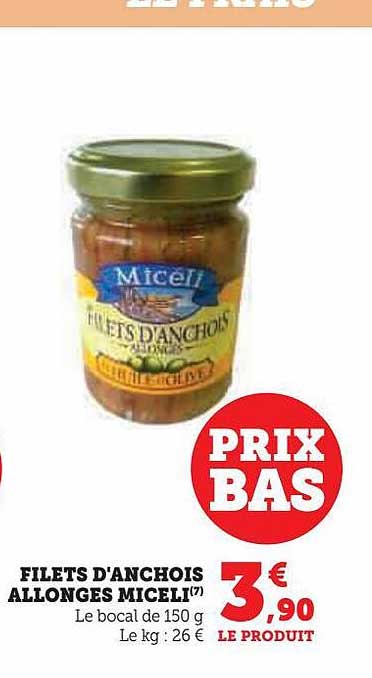 filets d'anchois allongés miceli