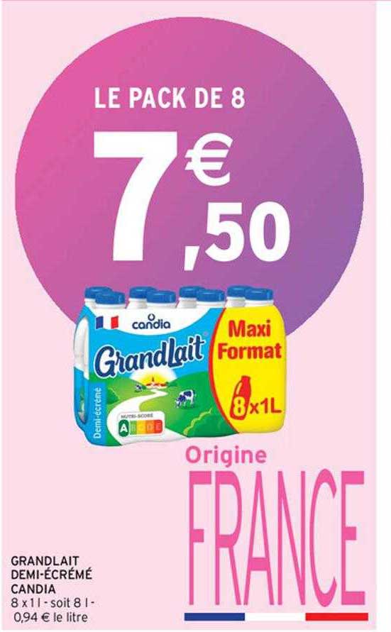 grand lait demi-écrémé candia